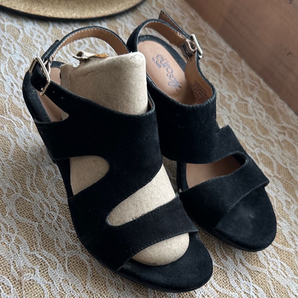 Black Suede Sandals EuroSoft